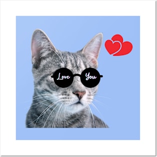 HEART CAT LOVE YOU Posters and Art